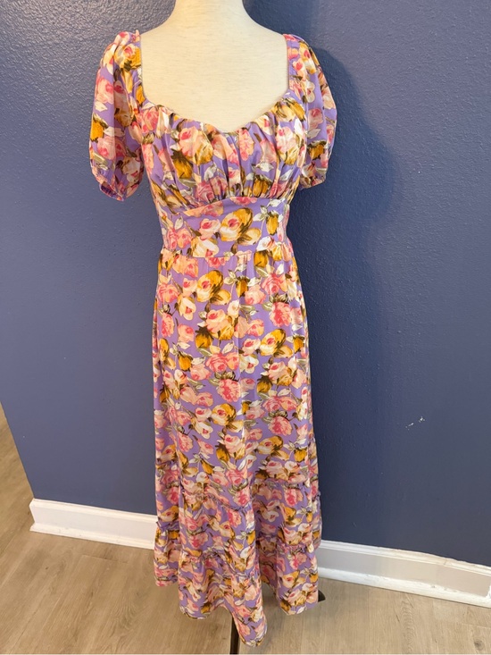 Inspired Hearts Dresses & Skirts - Inspired Hearts Lavender Floral Maxi Dress with Puff Sleeves